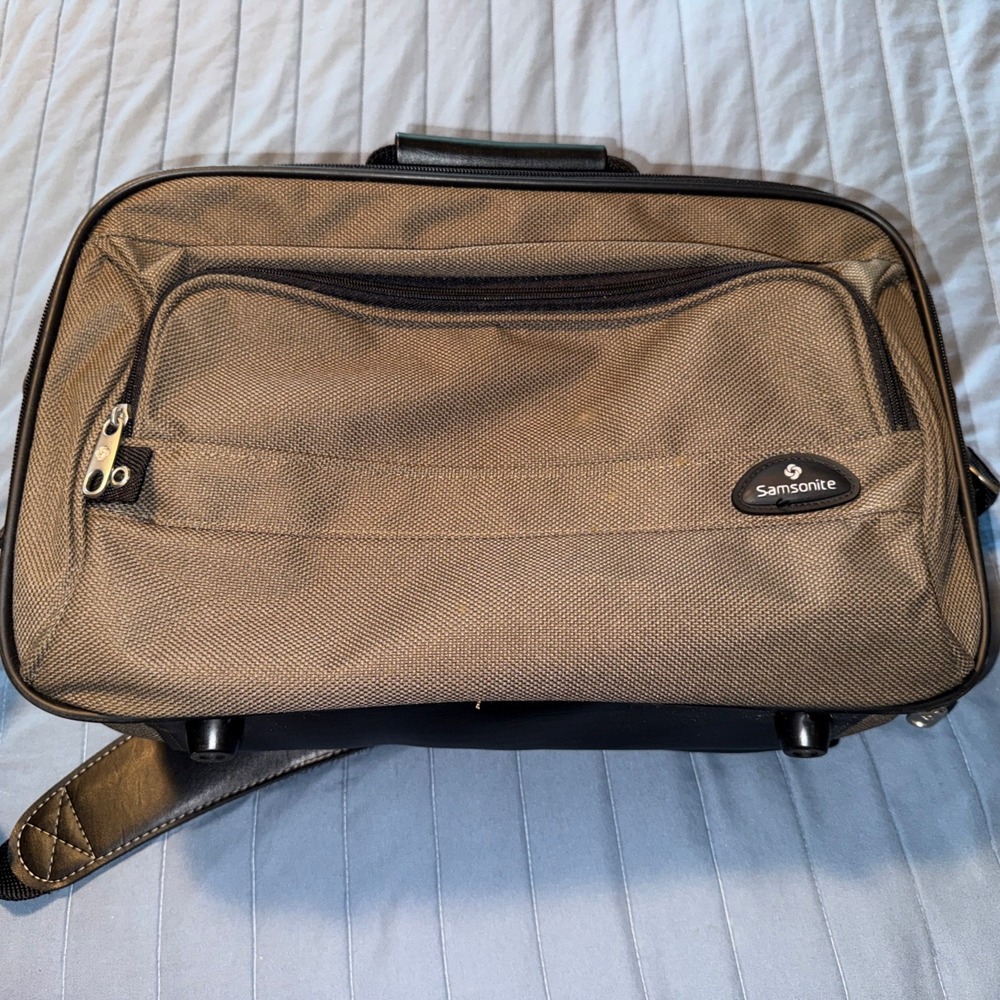 Samsonite Briefcase Laptop Messenger Bag Carry On Travel Business Brown Luggage